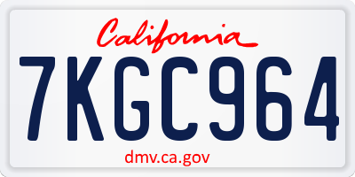 CA license plate 7KGC964