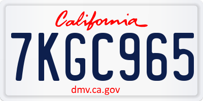 CA license plate 7KGC965