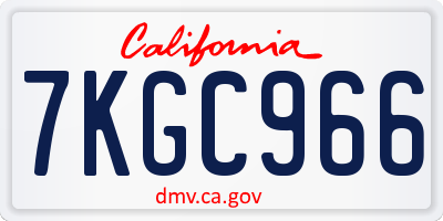 CA license plate 7KGC966