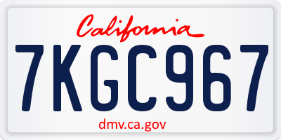 CA license plate 7KGC967
