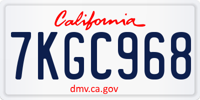 CA license plate 7KGC968