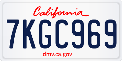 CA license plate 7KGC969