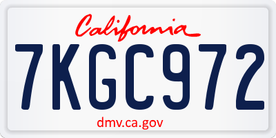 CA license plate 7KGC972