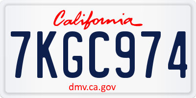 CA license plate 7KGC974