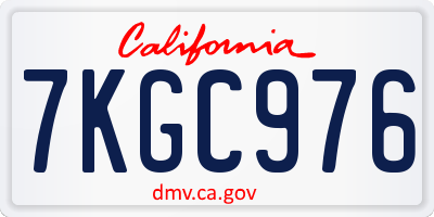 CA license plate 7KGC976