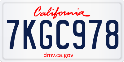 CA license plate 7KGC978