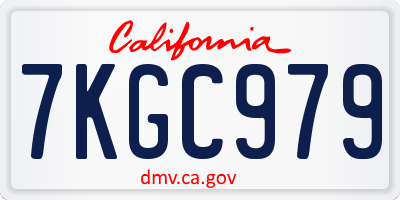 CA license plate 7KGC979