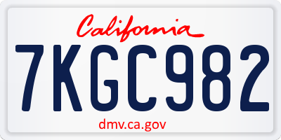 CA license plate 7KGC982