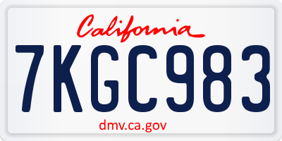 CA license plate 7KGC983