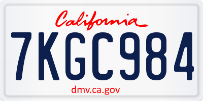 CA license plate 7KGC984