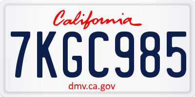 CA license plate 7KGC985