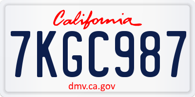 CA license plate 7KGC987