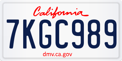 CA license plate 7KGC989