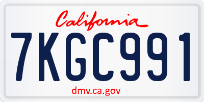 CA license plate 7KGC991