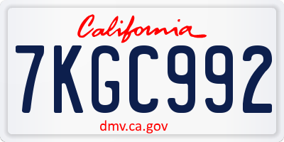 CA license plate 7KGC992