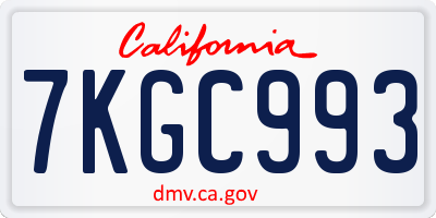 CA license plate 7KGC993