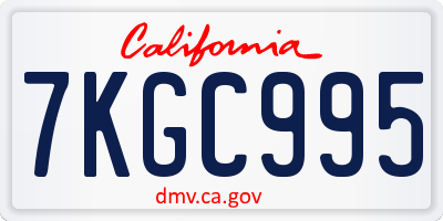 CA license plate 7KGC995