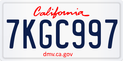 CA license plate 7KGC997