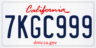 CA license plate 7KGC999