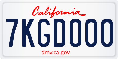 CA license plate 7KGD000