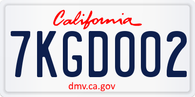 CA license plate 7KGD002