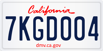 CA license plate 7KGD004