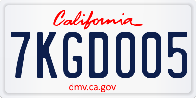CA license plate 7KGD005