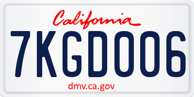 CA license plate 7KGD006