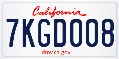 CA license plate 7KGD008