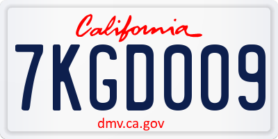 CA license plate 7KGD009