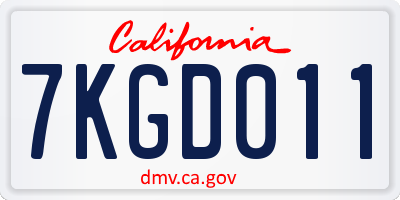 CA license plate 7KGD011