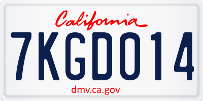 CA license plate 7KGD014