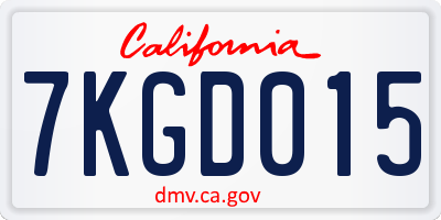 CA license plate 7KGD015