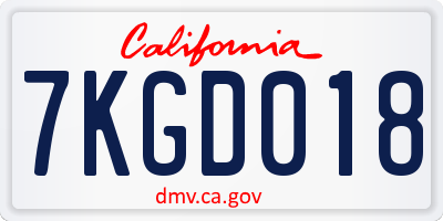 CA license plate 7KGD018