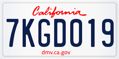 CA license plate 7KGD019
