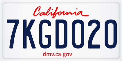 CA license plate 7KGD020