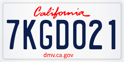CA license plate 7KGD021