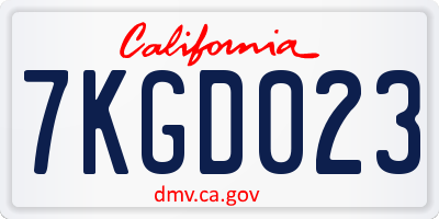 CA license plate 7KGD023