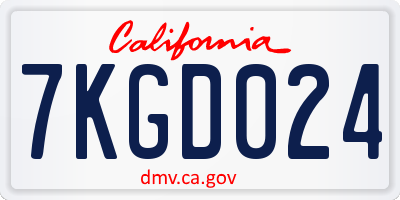 CA license plate 7KGD024
