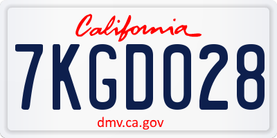 CA license plate 7KGD028