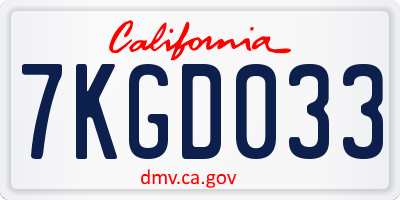 CA license plate 7KGD033
