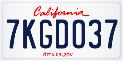 CA license plate 7KGD037