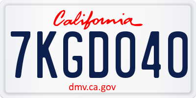 CA license plate 7KGD040