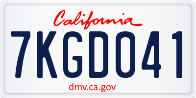 CA license plate 7KGD041
