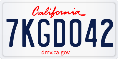 CA license plate 7KGD042