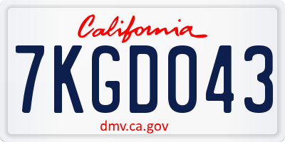 CA license plate 7KGD043