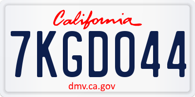 CA license plate 7KGD044
