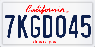 CA license plate 7KGD045