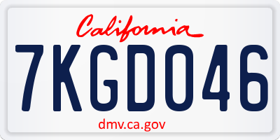 CA license plate 7KGD046