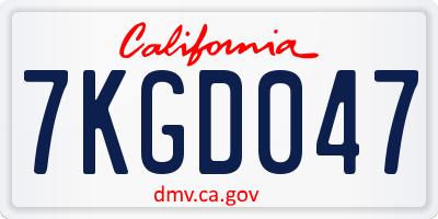 CA license plate 7KGD047